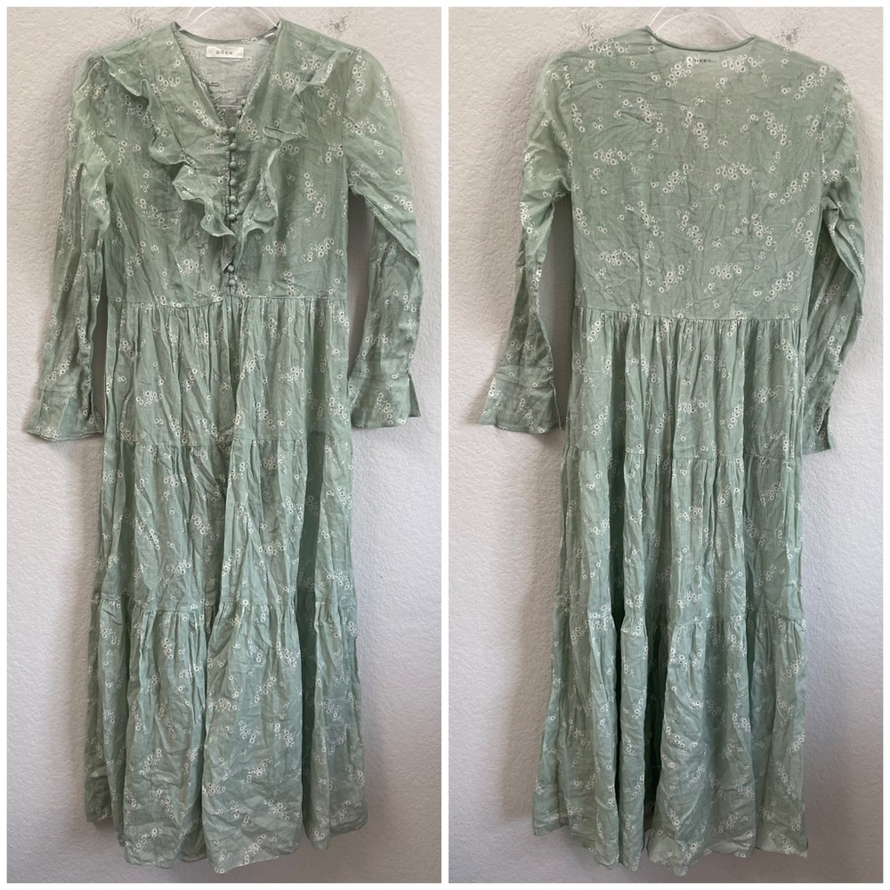 DOEN Assam Dress in Dusty Blue Sweet Daisy Floral Print